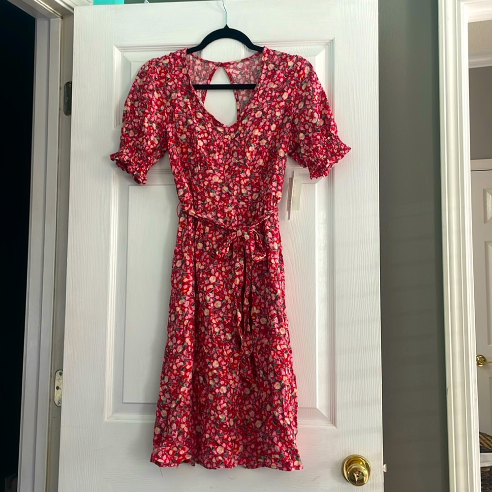 Red floral dress